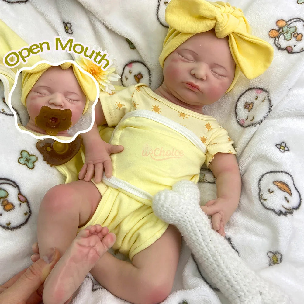 20Inch Bebe Washable Soft Full Silicone Reborn Doll Girl Open Mouth Look Real Healing Companion Art Collection Wholesale