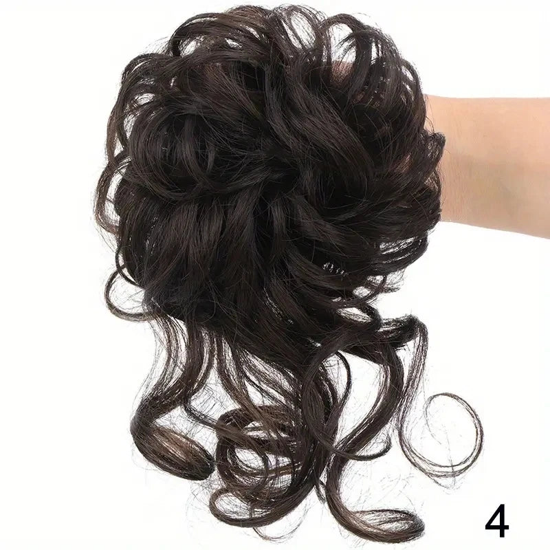 New Style Wholesale Curly Synthetic Hair Scrunchies With Curly Long Tail Messy Elastic Hairpin Bun for Women