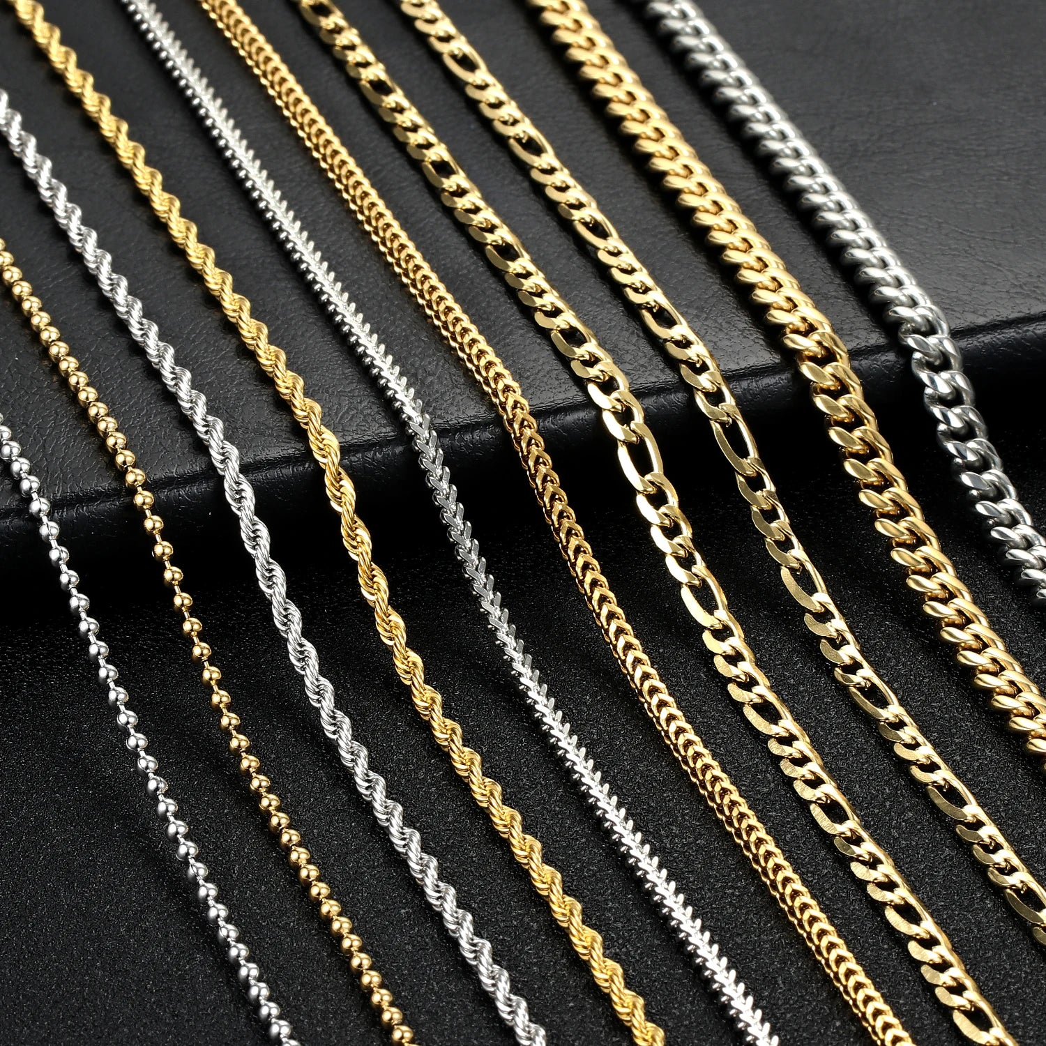 Miss Jewelry Hip Hop Fashion Men Women 4mm 18K White Gold Plated Figaro Franco Snake Hera Cuban Stainless Steel Chain Necklace