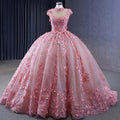 Jancember 231104 Pink Flower High Neck Ball Gown Evening Quinceanera Dresses