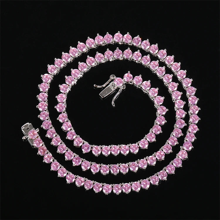 Hip Hop Three Claws Iced Out 4mm Moissanite Diamond Tennis Chain Necklace
