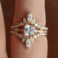 Abiding Fine Jewelry Custom 3 Piece 14K 18K Gold Bridal Ring Set Moissanite Yellow Gold Wedding 10K Real Gold Ring Set