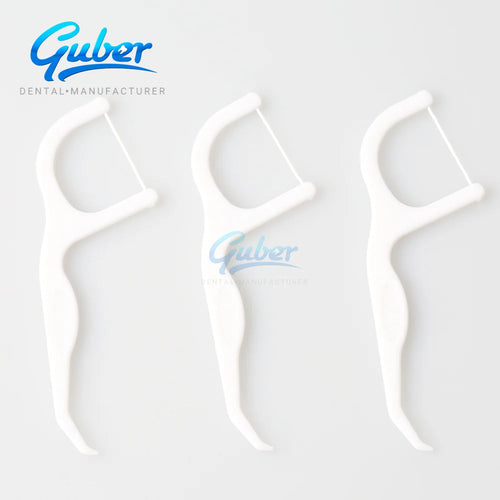 * Guber Dental Equipments Customized Logo Plastic 50pcs/box Travel  Disposable Toothpick Dental Floss Clean Floss Kit