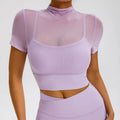 Summer High Elastic Short Sleeve Yoga Top Sexy High Quality Padded Gym Top Wholesale Gym Wear for Women