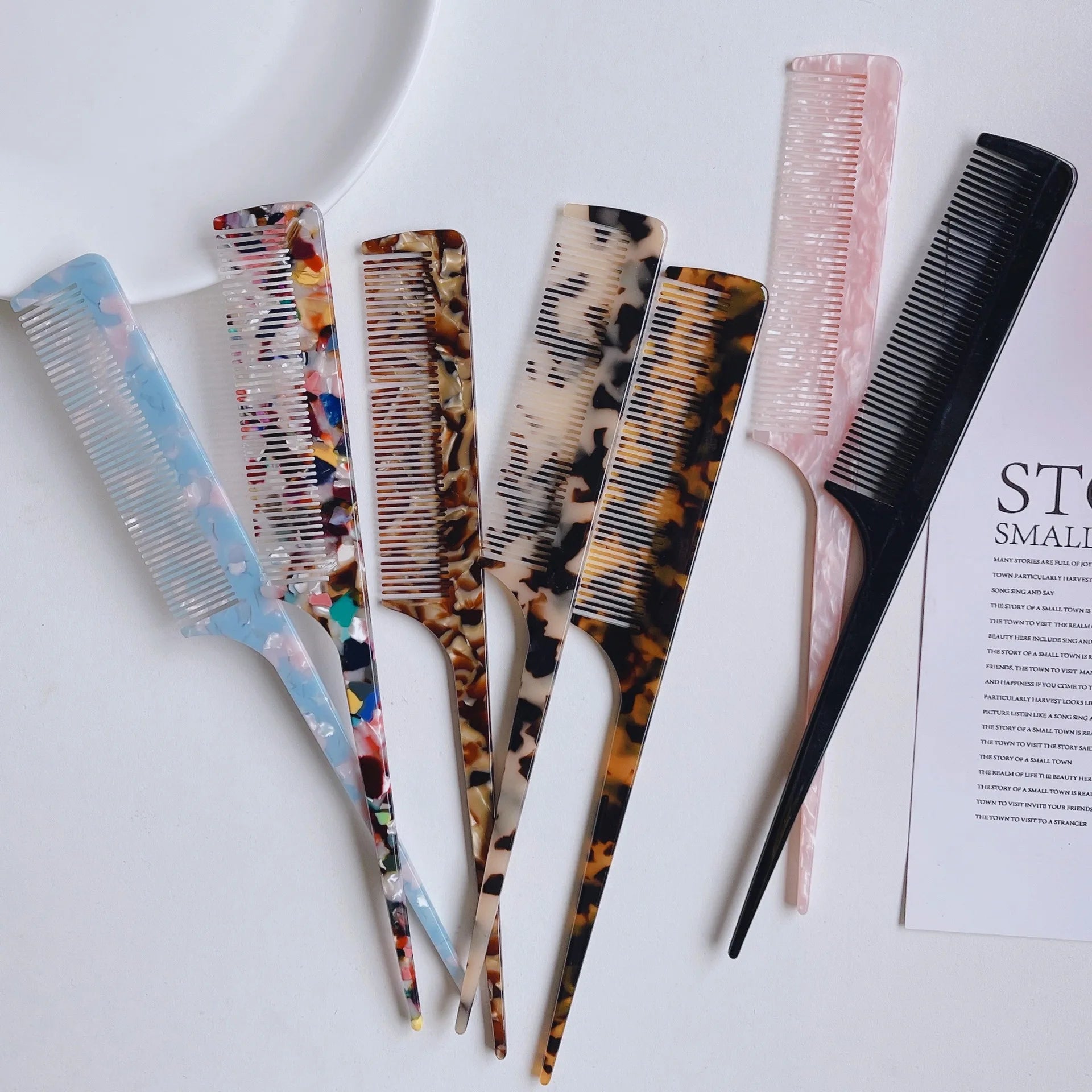 Korea Acetic Acid Plate Comb Lady Long Hair Tip Tail Comb Home Hairdressing Hairdressing Anti-static Teeth