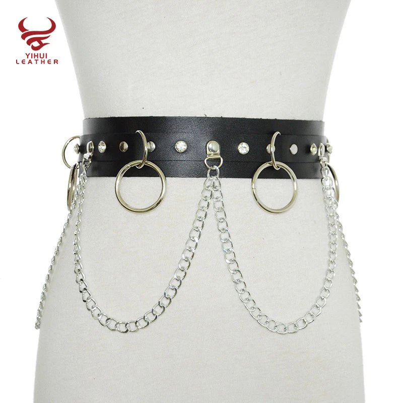 2025 Fashion Punk Gothic Body Belts Chain Belts Strap Leather Belt Metal for Women Manufacture Customized 35-45days Ctcintertek
