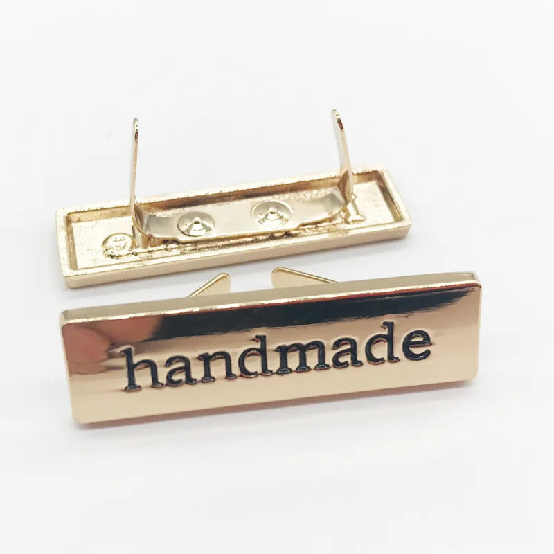 Handmade Custom Metal Logo Letters with Silver/Gold Plating for Wallet Needlework Products