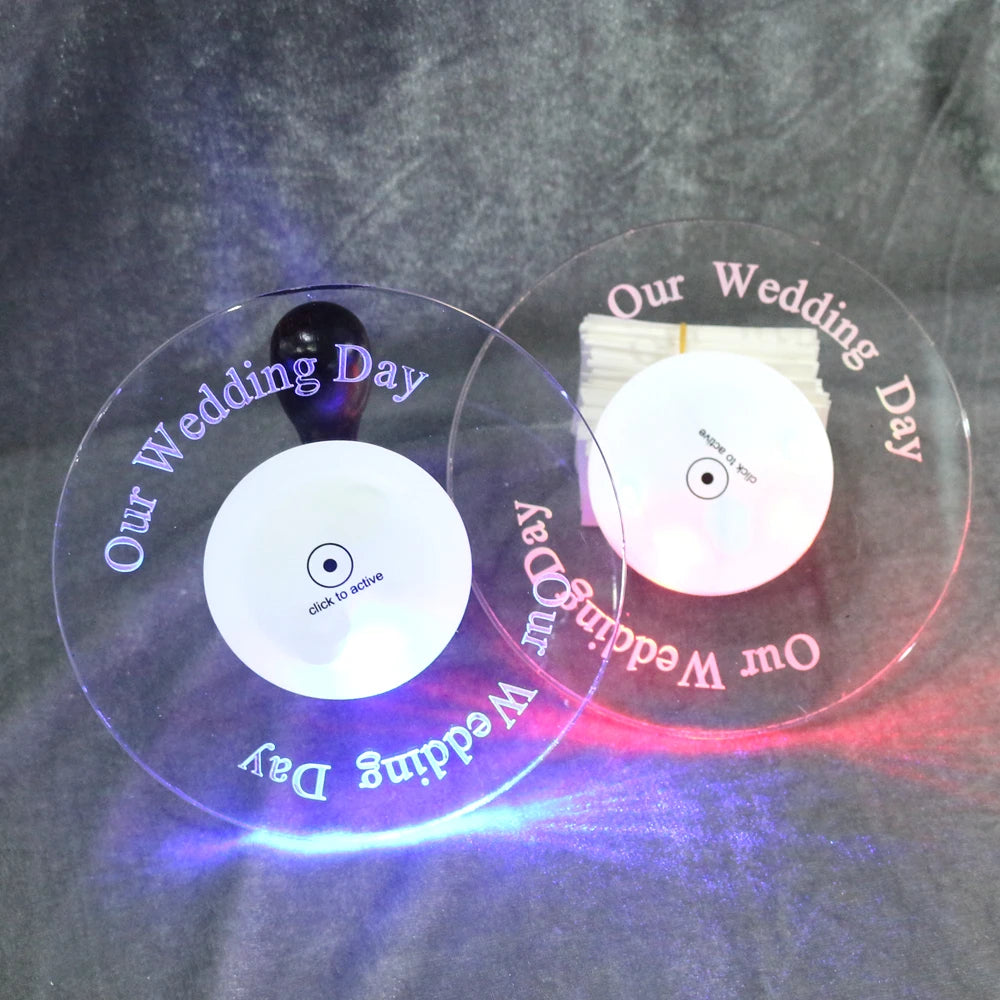 LED Light Decoration Crystal  Cup Coaster Suite Custom Wording for Party Event