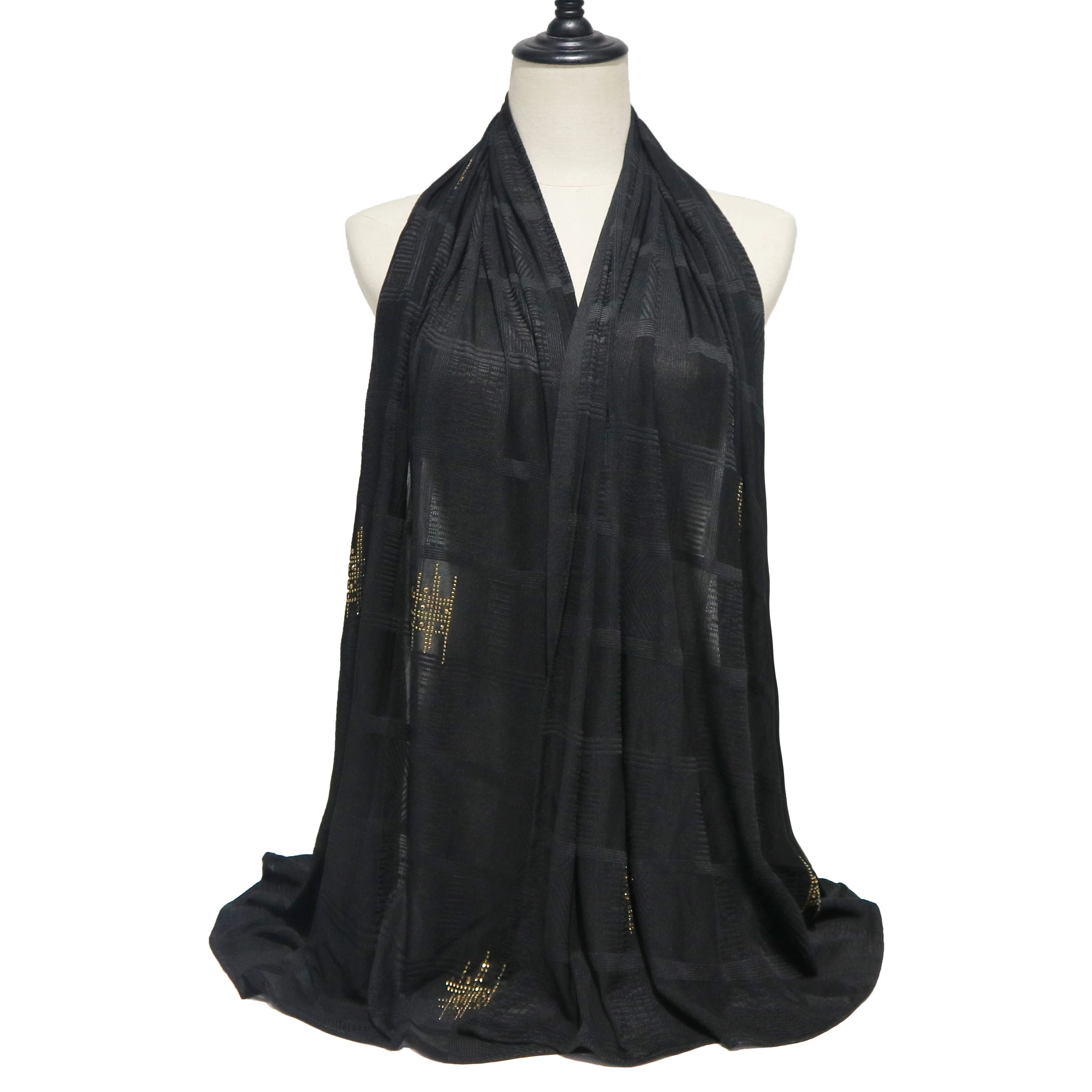 Wholesale Custom Made Jacquard Drill Jersey Hijab Scarf Muslim Hijab Hot Selling Scarf Jersey Hijab