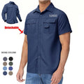 Men's Summer Quick Dry Shirt Removable Sleeves Mesh Button Pockets Turn Down Collar Breathable Shirt