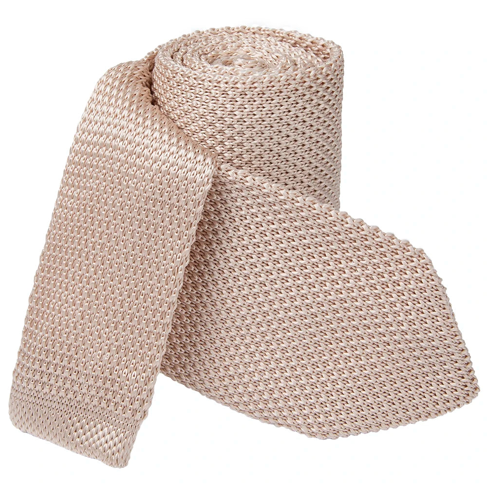 Solid Color 7cm Wide Plain Men's Necktie Polyester Knit Necktie Arrowhead Knitted Tie