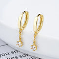 Fashion Jewelry 925 Sterling Silver Dangle Earrings Drop Zircon Tassel Chain Gold Plated Hoop Earrings Jewelry Women