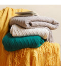Hot Sales Warm White Acrylic Knitting Tassel Blanket Home Decoration Super Soft Cashmere  Knitted Throw Blankets for Sofa