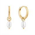 925 Sterling Silver Jewelry Hoop Earrings Pearl Huggie Pearl Earrings Women