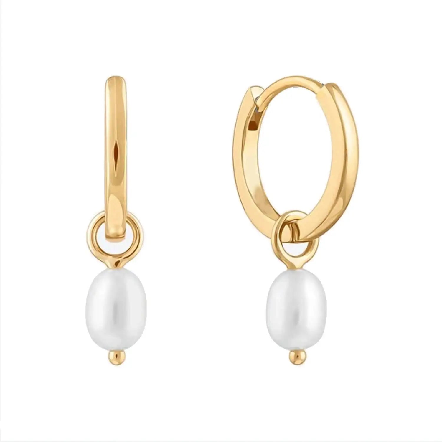 925 Sterling Silver Jewelry Hoop Earrings Pearl Huggie Pearl Earrings Women