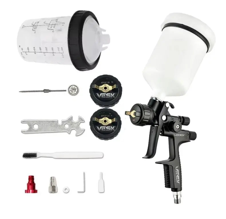 WZAUTO Varnishes and Primer HVLP SPRAY GUN Gravity Feed 1.3/1.7mm Nozzle Air Paint Spray Gun With Wash-Free Cup