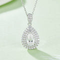 O93 Abiding Jewelry Wholesale Pear Shape 1CT Moissanite Diamond Stone Pendant 925 Sterling Silver Double Halo Necklace