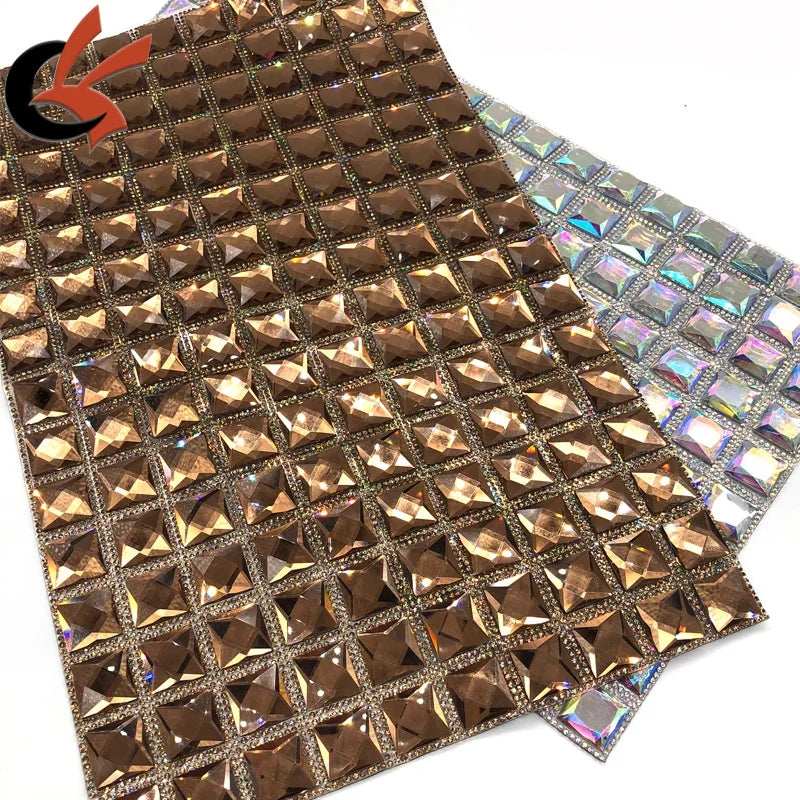 Large Size square Glass Crystal Iron on Heat Transfer Mesh Sheet