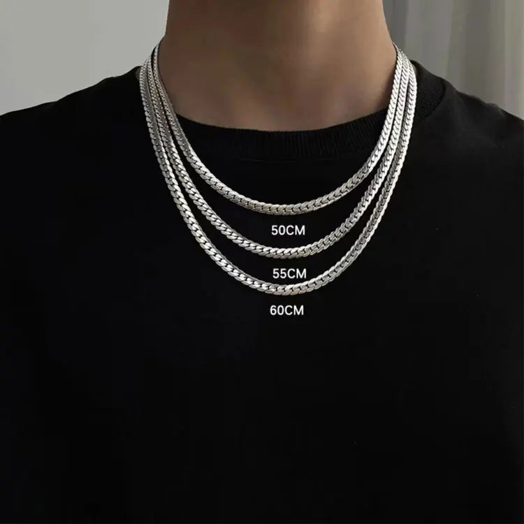 Minimalist Boys Stainless Steel NK Chain Necklace Jewelry Hip Hop Rock Thicken 6mm 8mm Sideway Embossed Cuban Chain Necklace Men