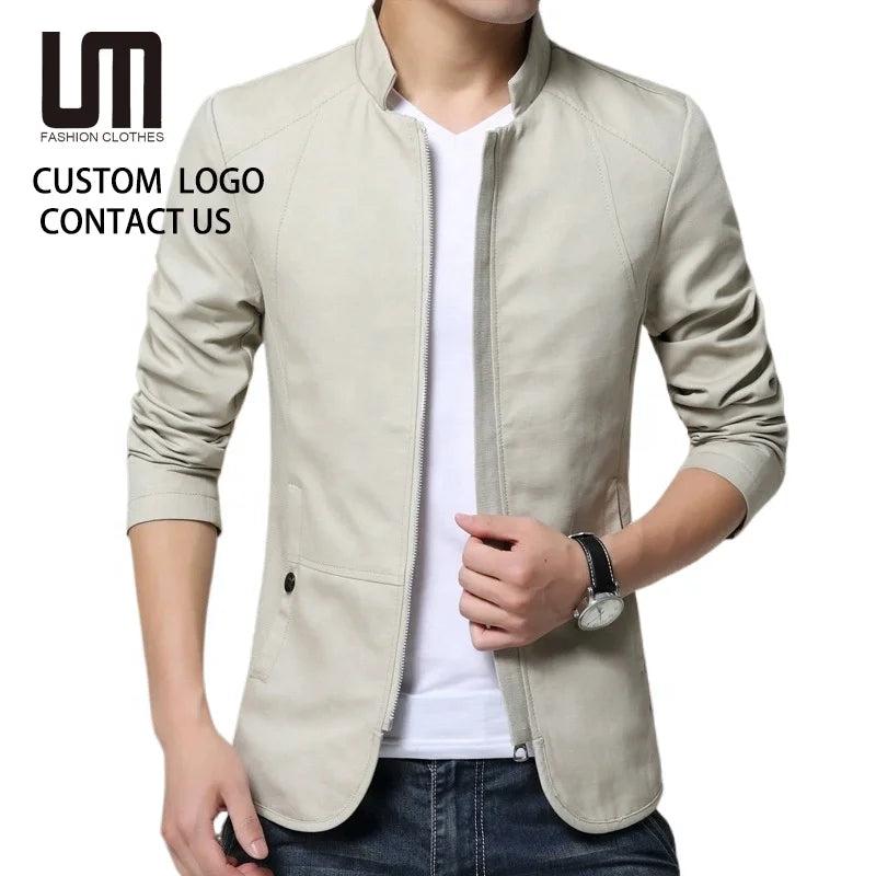 Liu Ming Custom Brand Logo Hot Products Men Clothing Casual Cotton Washed Overcoat Slim Jacket Coat