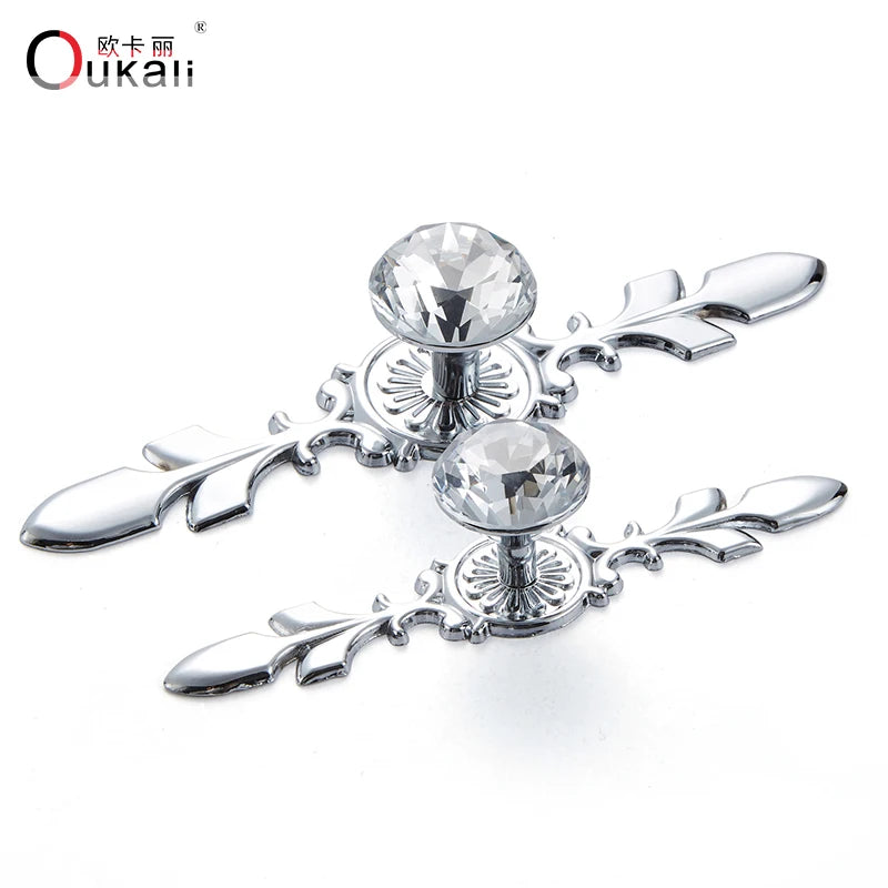 American Diamond Crystal Small Handle Nordic Drawer Cabinet Cabinet Wardrobe Door Handle Knob Silver Handle