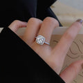 SC Fine S925 Sterling Silver Jewelry Rings Classic Square Diamond Wedding Rings Gift Luxury Shiny 1 Carat Moissanite Ring Women