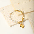 Top Trending 2025 New Products Women 18K Gold Freshwater Barque Pearl Stainless Steel Heart Bracelet for Fashion Girls