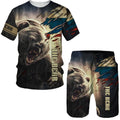 Russia Bear 3d Printing T-shirt Men's Summer Short Sports Suit Fashion T-shirt and Shorts Set for Men
