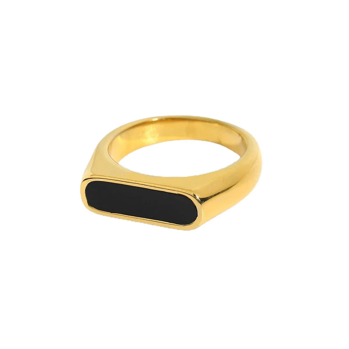 18K Gold Plated Enamel Ring Glossy Ring for Women Stainless Steel Jewelry