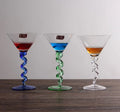 Creative Spring-Shaped Cocktail Glass Lead-free Crystal Stemware Custom Color Spiral Martini Glasses