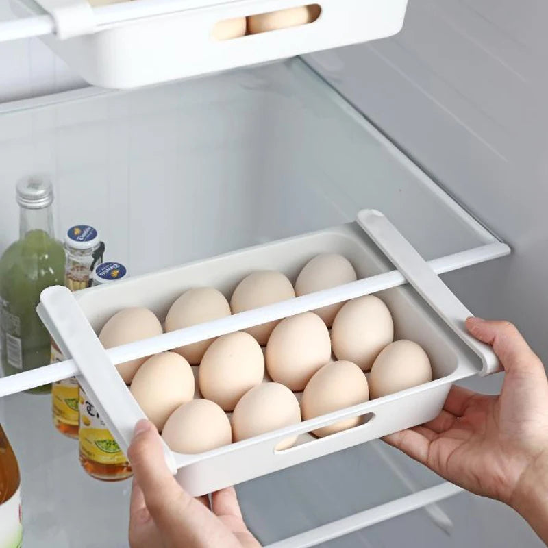 White PP Egg Storage Refrigerator Baskets with Multifunction Design 26x18x5 cm