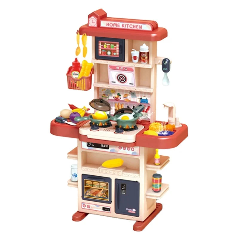 Children Toy Pretend Play 43 Pcs Kitchen Set with Sound and Light Cooking Table Toys for Kids