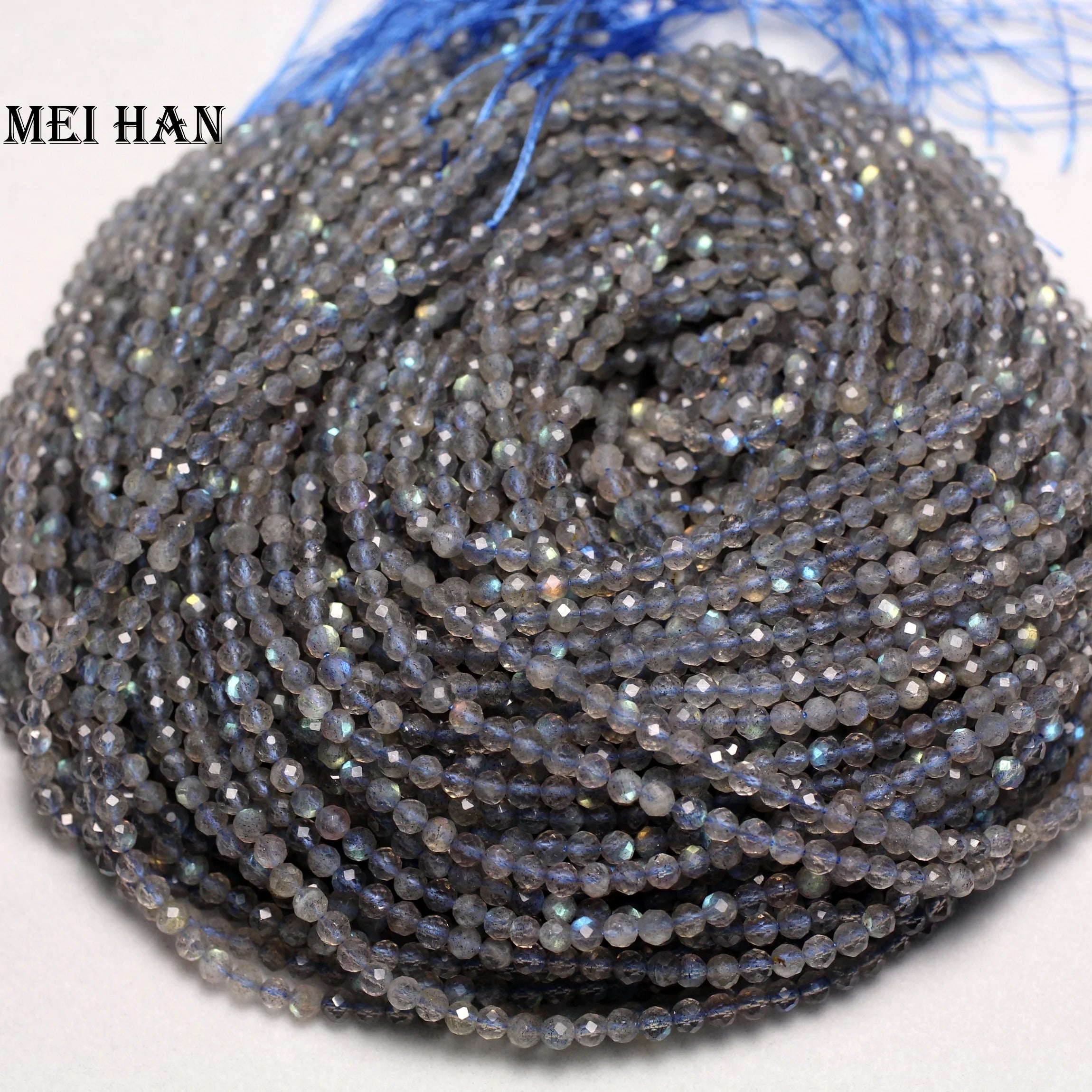 Natural Labradorite 3.5mm Faceted Shinny Round Handmade Loose Beads for Jewelry Making Design Diy Bracelet