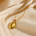Luxury Wholesale Waterproof 18K Gold Plated Stainless Steel Necklace Personalized Oval Locket Photo Choker Necklace for Women
