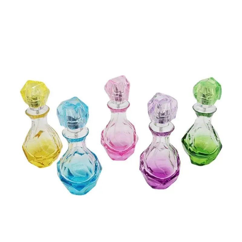 30ml 1OZ Colorful Water Drop Shape Spray Glass Perfume Bottle with Acrylic Cap Essential Oil Spray Bottle