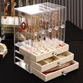 Gift -Large Capacity Transparent Jewelry Box for Earrings Hanging Necklace Ear Studs & Ear Clips Dustproof Accessory Storage