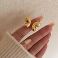 New Style Dainty Stacking Irregular Lava Shape Pearl French 18K PVD Gold Plated Stainless Steel Ring Jewelry