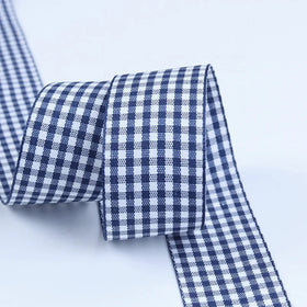 Classic DIY Bowknot Ribbon 6mm-38mm Scotland Check Design Blue & White Double Face 100% Polyester for Gift Decoration