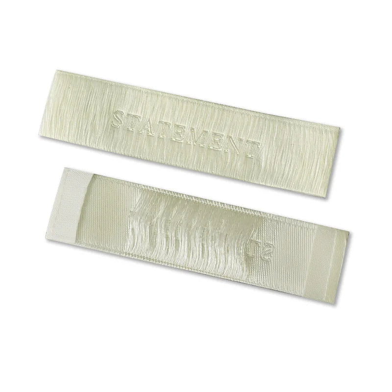 WholeSales Satin Polyester Cotton Washed Shirt Tags Fold Collar White Silk Screen Printed Woven Label Roll Garment Labels