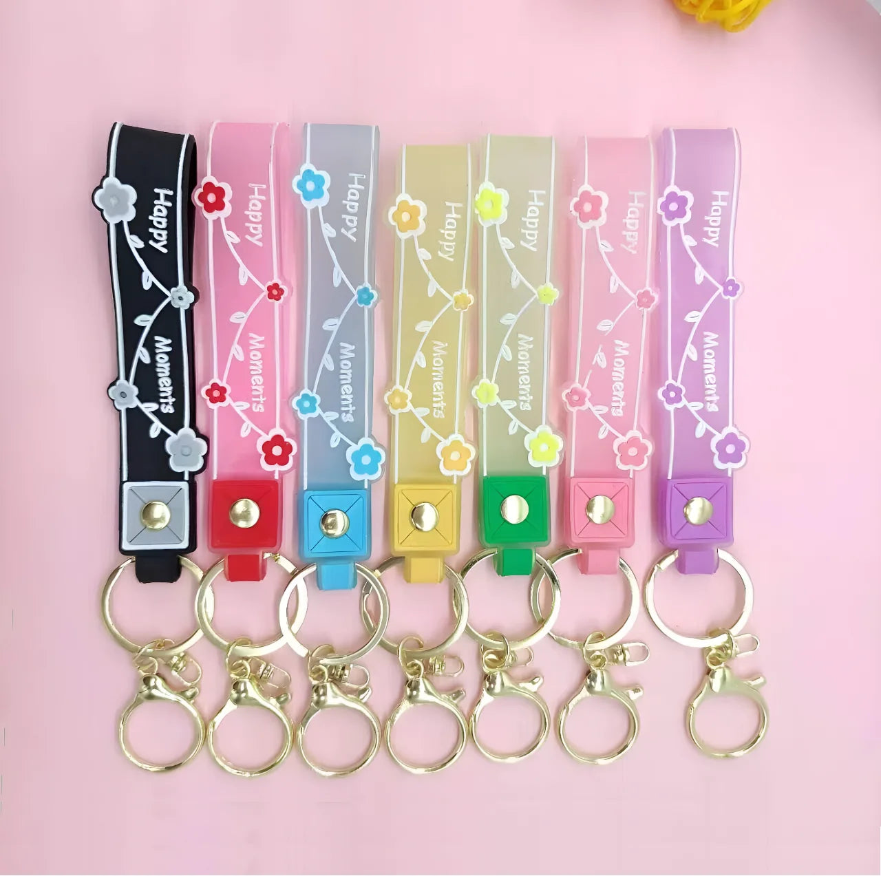 Practical Colored Blossom Alloy Keychain Pendant Fashion Flower Pattern Gold Keychain  Lobster Clasp Set Keyrings