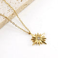 New Design 18K Stainless Steel Sunflower Necklace Titanium Steel Diamond Pendant Necklace