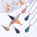 HOVANCI Plain Women Necklace 18k Gold Color Plated Stainless Steel Rope Chain Agate Druzy Opal Jewelry Necklace With a Pendent