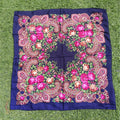 Women's Polyester Headscarf Peony Flower Square Scarf Russian Twill Printed Winter Scarf 85*85 cm Square Headscarf