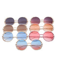 STOCK Sunglasses UV400 Protection Trendy Luxury Women Pearls Black Oversize Round Metal