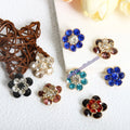 Fancy Metal Crystal Button Flower with 20mm/17mm Glass Sparkling Rhinestone Sewing Electroplating Process Shank