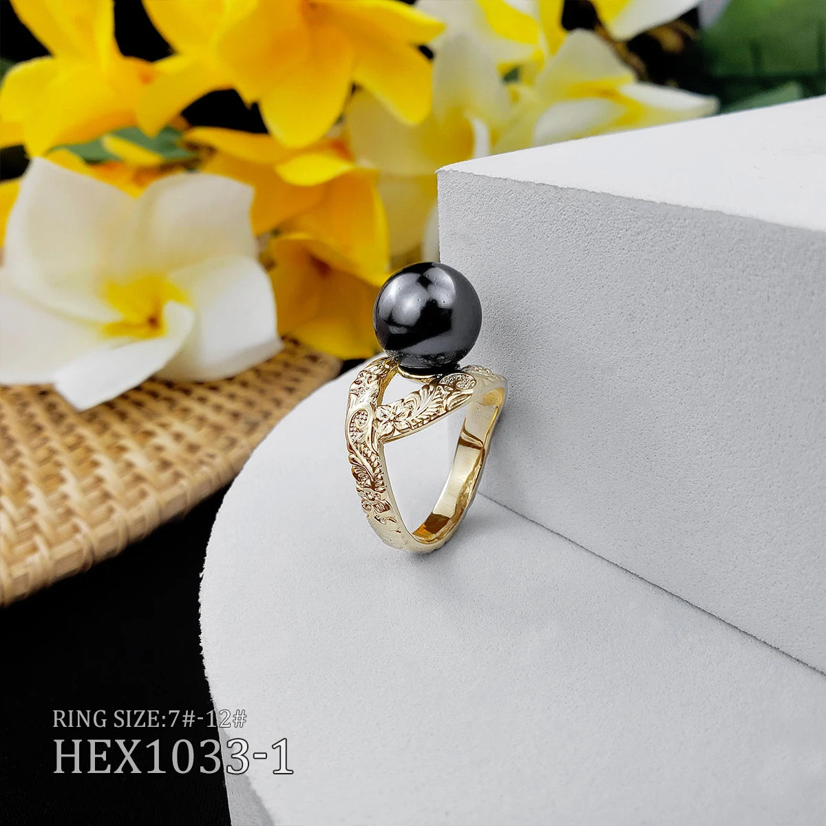 Vinstyle Jewelry Wholesale Hawaiian Jewels Rings Pearl Style Gold Plated Samoa Rings Jewelry