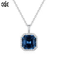 CDE Silver Jewelry Joyas De Plata 925 Original Austrian Crystal Custom Sapphire Synthetic Gemstone Pendant Necklace