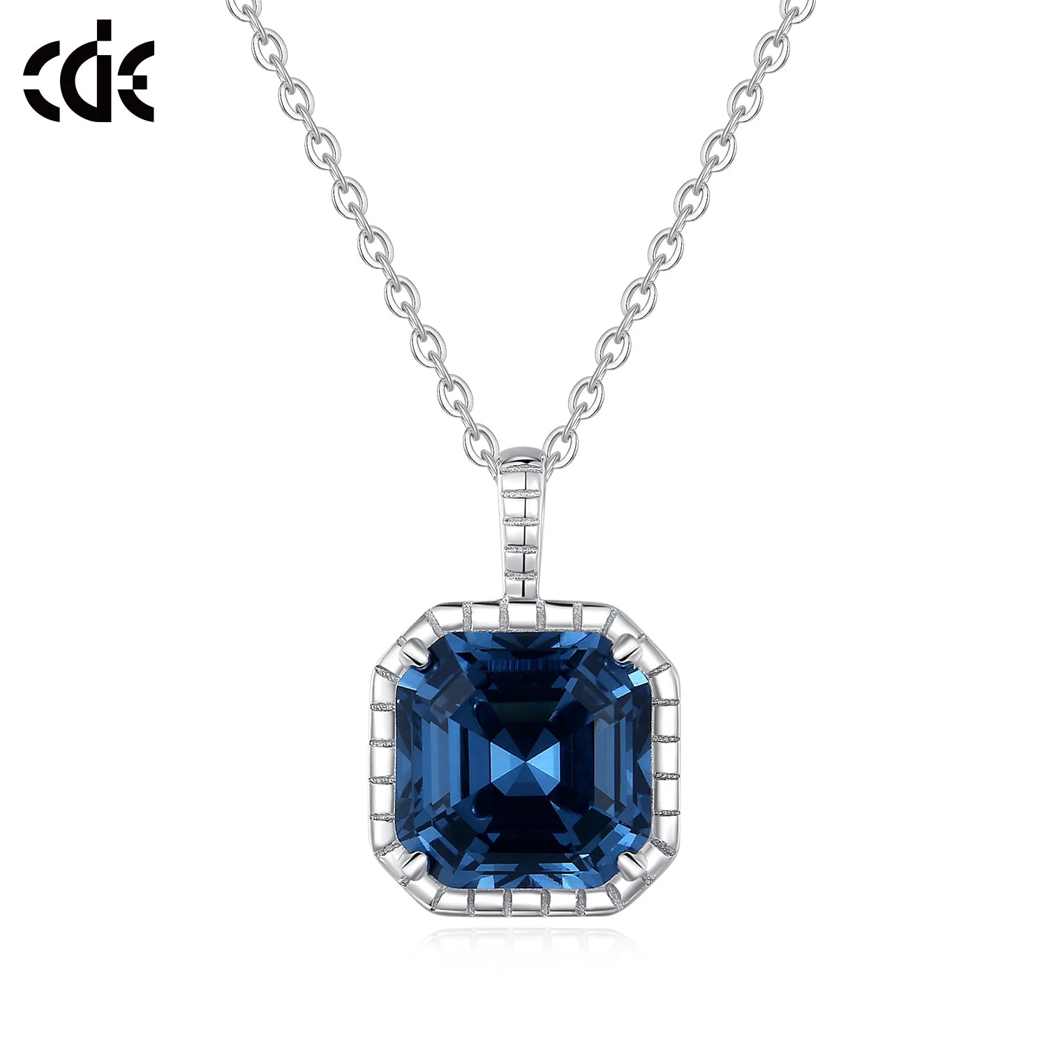 CDE Silver Jewelry Joyas De Plata 925 Original Austrian Crystal Custom Sapphire Synthetic Gemstone Pendant Necklace