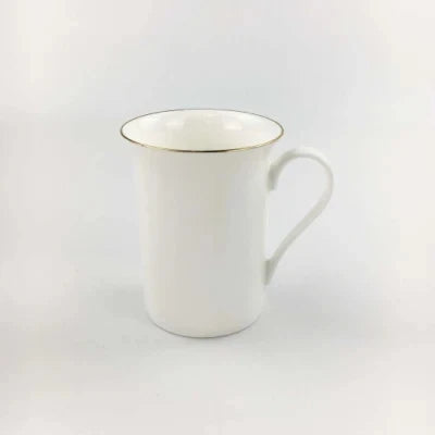 10 Oz Sublimation Bone China Mugs with White Coated & Gold Rim