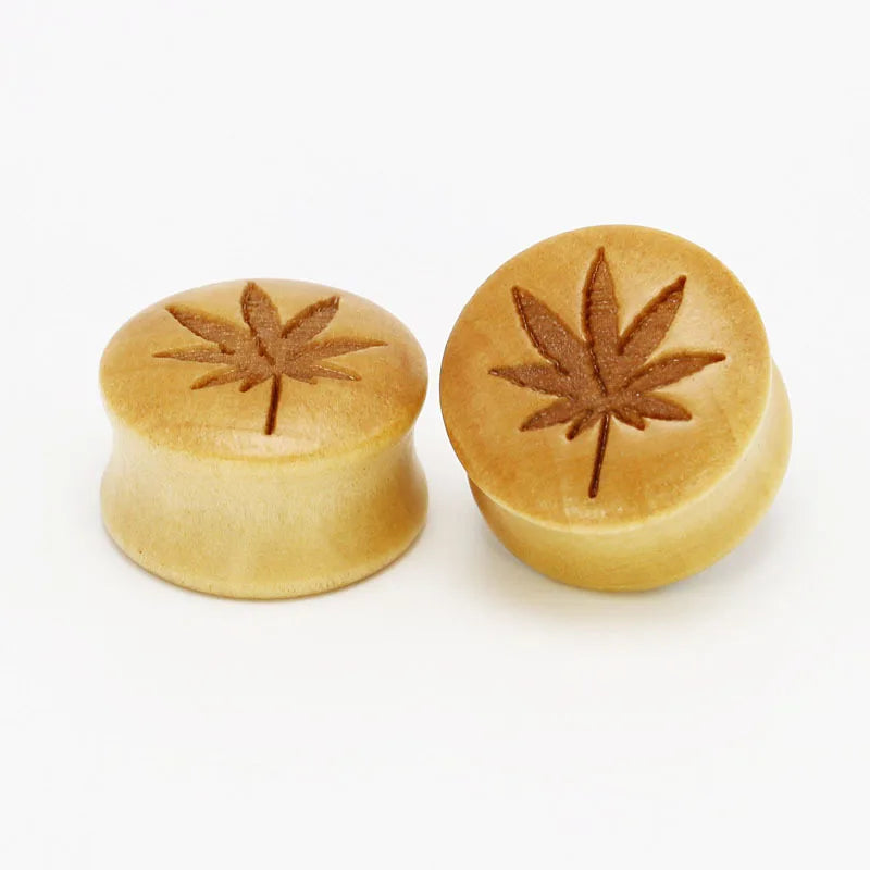 Huiying 12mm Hot Sale Leaf Wood Double Flared Ear Flesh Plug Tunnel Body Piercing Jewelry Jewelry